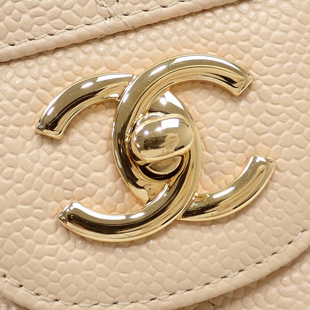 Chanel W flap chain shoulder bag Matelasse 30 Women's Beige Caviar Skin A5860... - Picture 4 of 10
